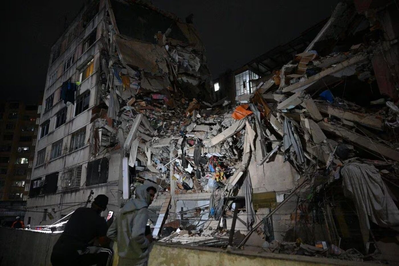 Rescue efforts continue through the night.